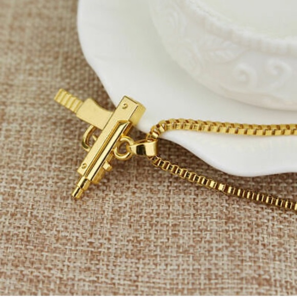 Accessories Gold Plated Solid Pistol Uzi Gun Pendant Poshmark